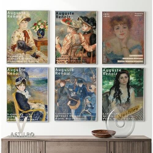 Auguste Renoir Gallery Exhibition Retro Poster Beauty Girl Portrait Nordic Wall Art Bedroom Home Decor Canvas Quality Painting