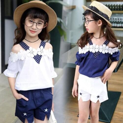 Girls Set Flowers Girls Clothes Set Lovely Girls Summer Clothes Toddler Tops+Shorts Girls clothing sets Roupas Infantis Menina