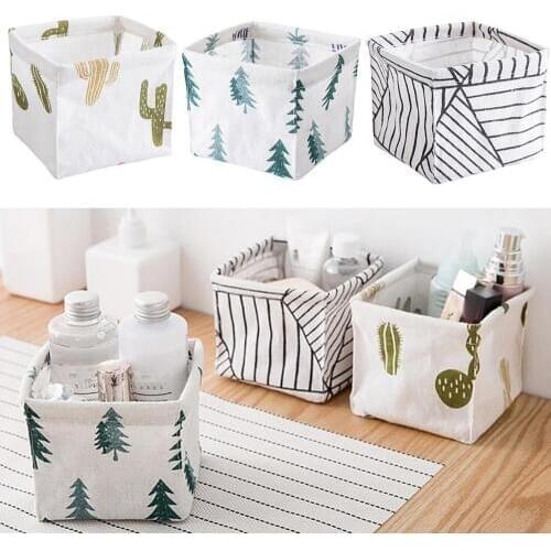 Storage Bin Basket Table Desktop Makeup Brush Lipstick Storage Bin Closet Toy Box Container Organizer Fabric Basket