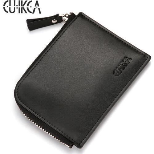 CUIKCA Unisex Women Men Zipper Wallet Semicircular Style Female Slim Leather Wallet Coin Purse ID Credit Card Holders Cases
