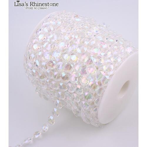 2 Yards Cotton Fishing Line Artificial Crystal Clear AB Half Round Flatback Pearl Beads Chain DIY Garland Wedding Decoration