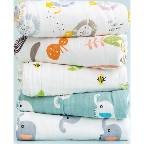 Newborn Gauze Bath Towel Cartoon Cotton Stroller Blanket for Babies Wrap Sheets Infant Mats Adults Kids Nap Summer Cool Quilt