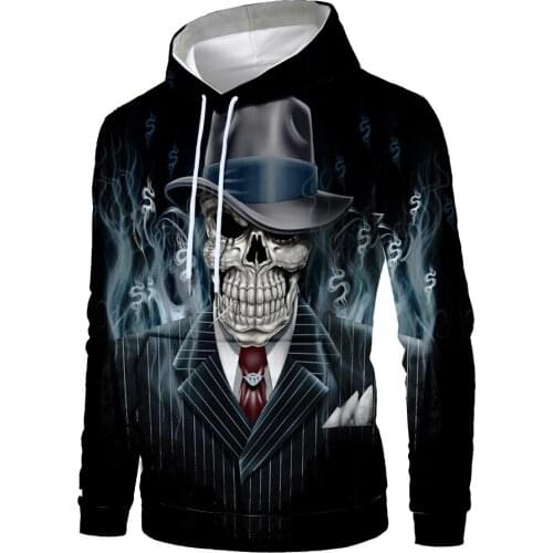 2019 Skull headr Men Hoodies Sweatshirts 3D Printed Funny Hip HOP Hoodies Novelty Streetwear Hooded Autumn Jackets Tracksuits