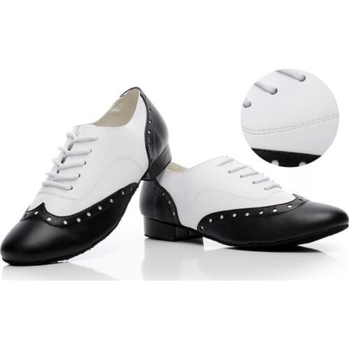 Sneakers Genuine leather Latin dance shoes For Men Boy Sports Shoes Heel 4cm Big Size Free Gift Black and White Brand Shoes HOT