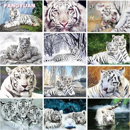 Diy 5D Art Diamond Painting Modern Animals Tiger Full Square Round Drill Embroidery Cross Stitch Kit Wall Painting Home Decor