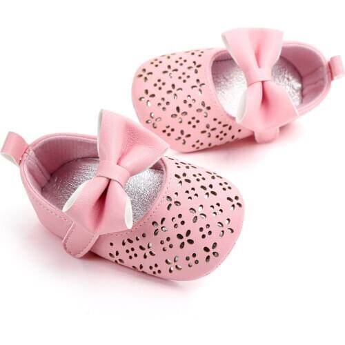 New Arrival 2019 Baby Girl Shoes Newborn First Walkers Solid Hollow Out Bow Princess Shoes Enfant Soft Sole Toddler Shoes Girl