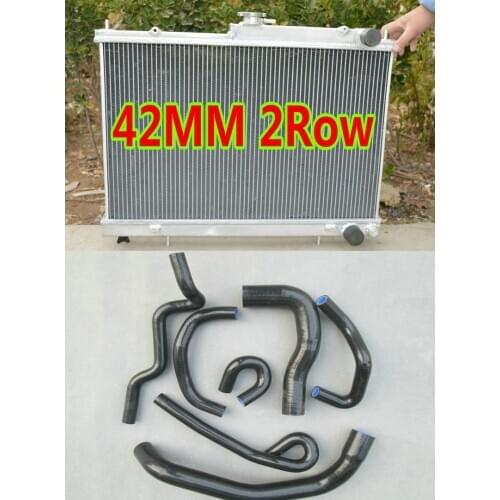 NEW Aluminum Radiator + silicone coolant hose For NISSAN SKYLINE R33 R34 2.5L RB25DE I6 GTR GT-R GTS GT 1993-1998 MT 42mm 2ROW