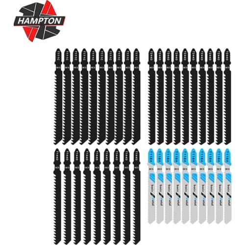 HAMPTON T-Shank Jig Saw Blade 40pcs T144D T244D T118D T111C Jigsaw Blade for Wood Metal Cutting Tool HCS Steel Saw Blade