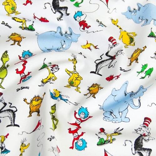 Half-Meter Cotton Fabric Patchwork Quilting Fabric Kaufman Cartoon White
