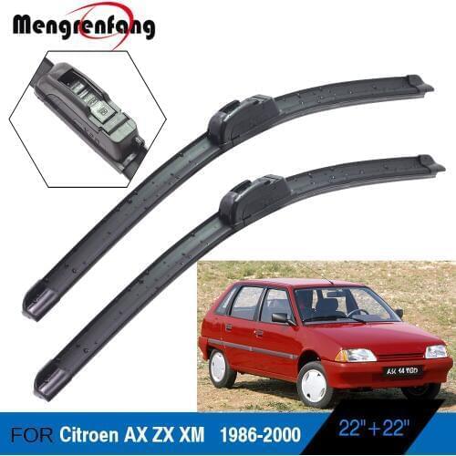 For Citroen AX ZX XM Car Soft Rubber Wiper Blade Frameless Front Windscreen Wiper Blades J Hook Arms 1986-2000