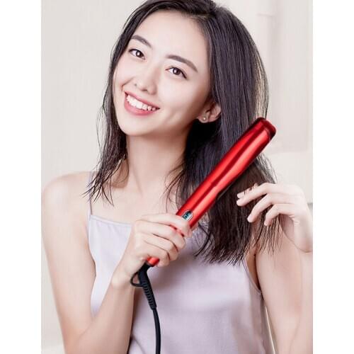 Curly Straight Dual-use Two-in-one Twisted Curling Stick Bevel Hair Straightener LCD Spiral Curler