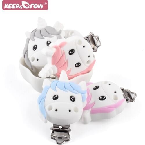 Silicone Pacifier Clips Holder Unicorn 2/10/20/40pcs BPA Free Cartoon DIY Animal Baby Oral Care Nurse Rodent Teether Bead Clips