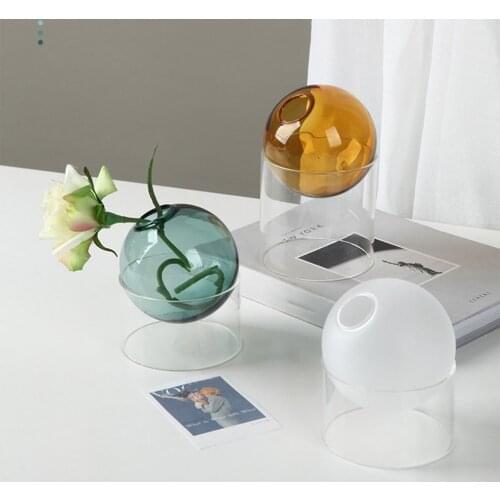 Nordic Glass Transparent Vase Living Room Flower Arrangement Creative Minimalist Desktop Hydroponic Spherical Decoration