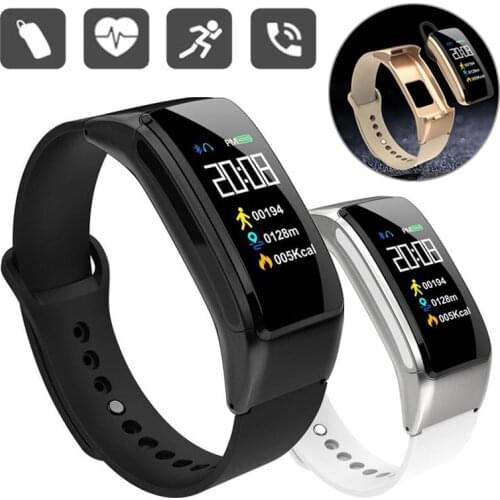 2 in 1 Smart Watch Headset Heart Rate Sleep Monitor Bracelet Calls/Messages Reminder Sport Clock for iPhone Android