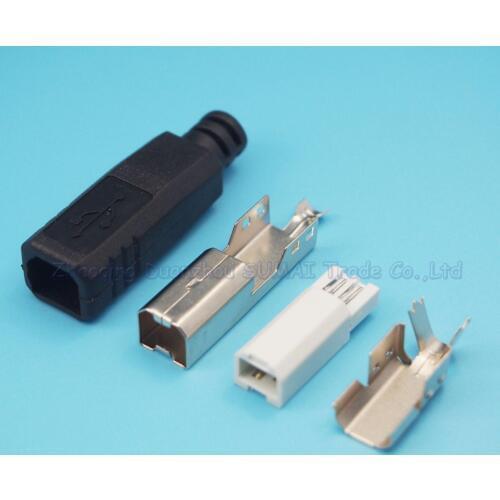 Free shipping 100sets 4 in 1 USB-B male plug USB printer port with plastic shell