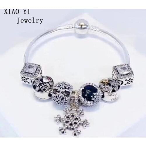 XIAOYI jewelry 100% s925 Brand New 11 winter Christmas charm beads ZT0165 bracelet with teardrop snow bracelet lady