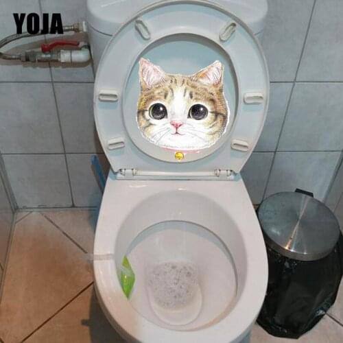 YOJA 20.1*22.2CM Cat Head Kids Bedroom Decor Toilet Seat Stickers Cartoon Wall Decal T1-0106