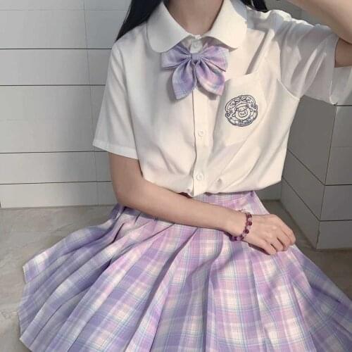 Japanese Jk Uniform Pliad Skirt 2021 Summer New Student Fashion Suit Female White Shirt Pleated Skirt Two-piece