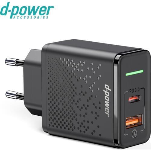 Dpower 18W USB Power Delivery PD20W Fast Charger Quick Charge 3.0 USB Type C Phone Adapter EU Plug for iPhone 8 X XS for Samsung