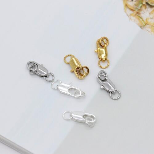20p Silver Gold plated Copper 802 Lobster clasp Buckle hdning with jump ring Beads Crimp End Necklace Snap Chains diy jewelry