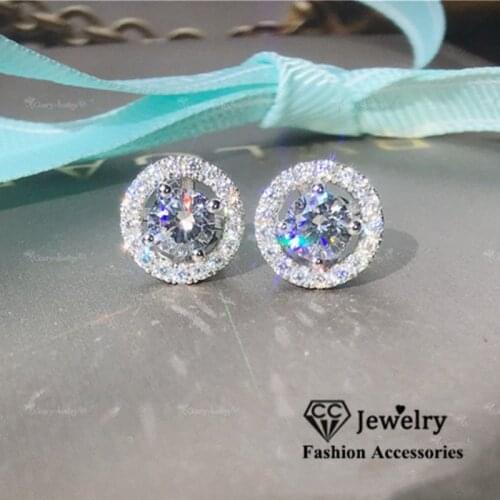 Stud Earrings For Women S925 Silver Cubic Zirconia Wedding Romantic Bridal Fine Jewelry Engagement Brincos Drop Shipping CCE032