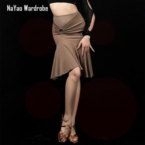 2021 New L2129 Latin Dance Dress Women Ring and Lotus Design Female Skirt Ballroom Tango Chacha Belly Dancing Performamnce