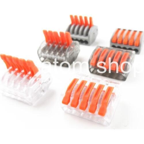 1pcs 222-415 Universal Compact Wire Wiring Connector 5 pin Conductor Terminal Block With Lever AWG 28-12