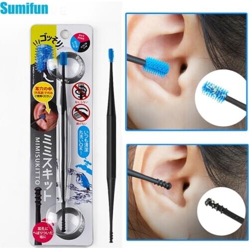 1Pcs Silicone Ear Wax Remover Ear Wax Earpick Remover Cleaner Brush Double Sided Spoon Brush Care Soft Cleaning Massage C2023