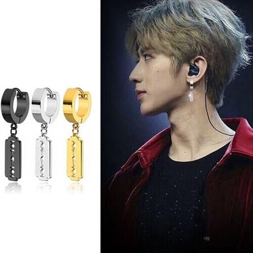 1 Piece Punk Gothic Stainless Steel Stud Earring Blade Women Mens Earrings Fashion Trendy Rock Jewelry