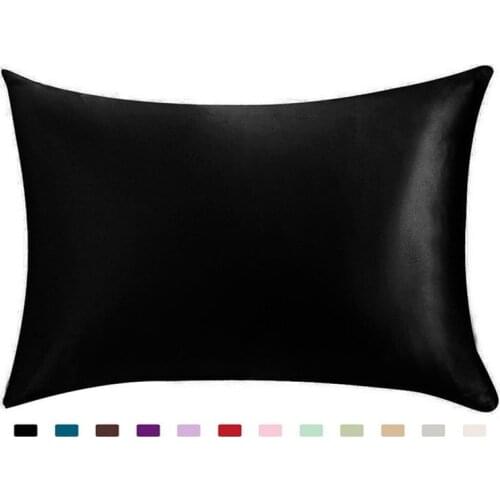 100% Silky Satin Hair Beauty Pillowcase, Standard/Queen 1PC Solid color single pillowcase ice silk