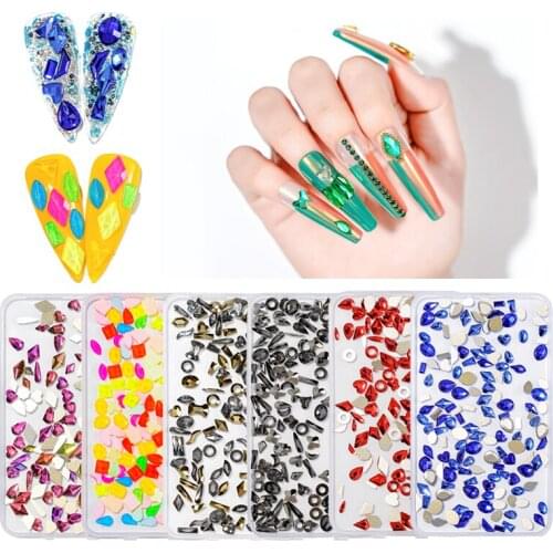 120pcs Shaped Glass Nail Art Decorative Rhinestones DIYAB Symphony Flat Nail Shaped Diamond Sticker Designer Nail Art Accessorie