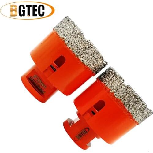 BGTEC 2pc 50mm Vacuum brazed diamond Dry drilling bits 5/8-11 connection crown porcelain tile, granite, marble Drill core bits