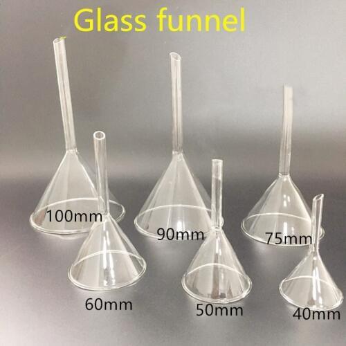 2pcs/set Glass Triangle Funnel High Quality High Borosilicate Separator Funnel 30mm/40mm/50mm/75mm