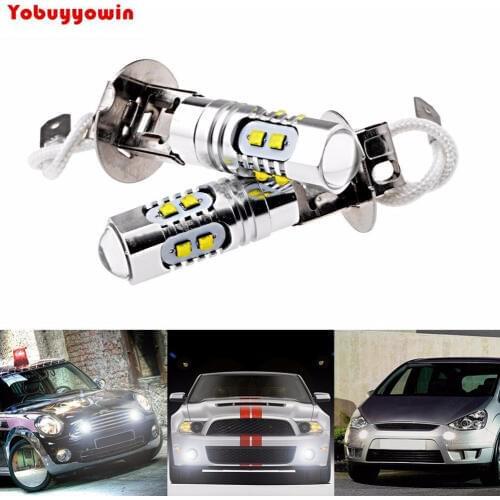 2pcs/Lot HighPower H3 50W Cree Led Chips Projector White LED Bulb For Car Daytime Running Driving Fog light