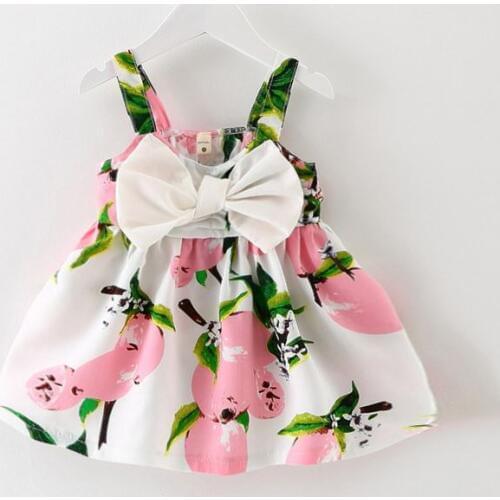 2018 New Baby Dress Infant girl dresses Lemon Print Baby Girls Clothes Slip Dress Princess Birthday Dress for Baby Girl