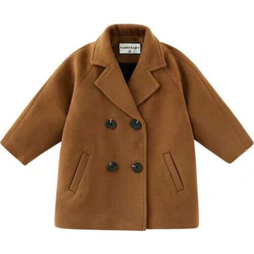 2020 Baby Girls fashion Woolen jacket buttons pockets thick warm winter Coats Jackets Kids childrens clothing Overcoat