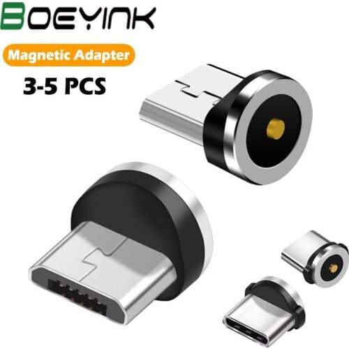 3 5PCS Magnetic Cable Adapter Mobile Phone Cable Micro USB Type C Dustproof Magnetic Tips For iphone 12 Magnet Charger Connector