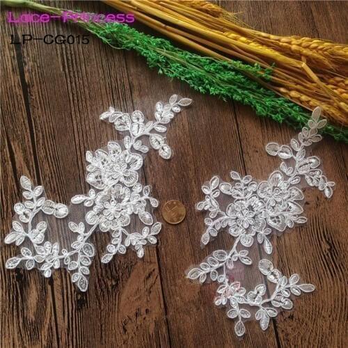 5 pairs 200cm*120cm LP-CG015 DIY lace wedding dress applique accessories bridal headdress white lace collar lace fabric patch