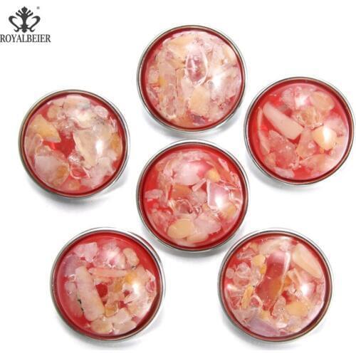 6pcs/lot Round Acrylic Snap Buttons pingente 18mm Snap Button contas para colar Bracelet Snaps Jewelry KZ1035