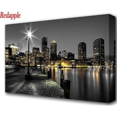 New york building night city Diy diamond embroidery diamond painting full square round mosaic picture of rhinestone Large decor