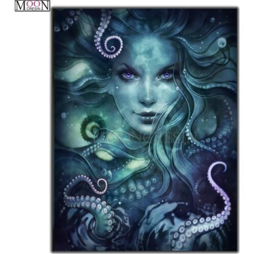 DIY 5D Diamond Painting Cross Stitch Cartoon Teenage Octopus Diamond Embroidery Square Drill 3D Diamond Mosaic Decoration Fabric