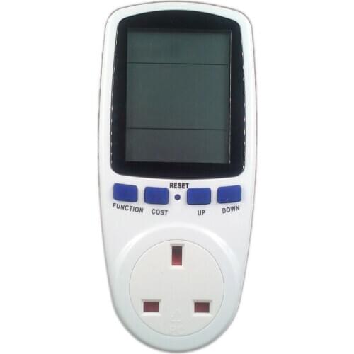 UK Plug Power Energy Watt Voltage Amps Meter Analyzer with Power Electricity Usage Monitor