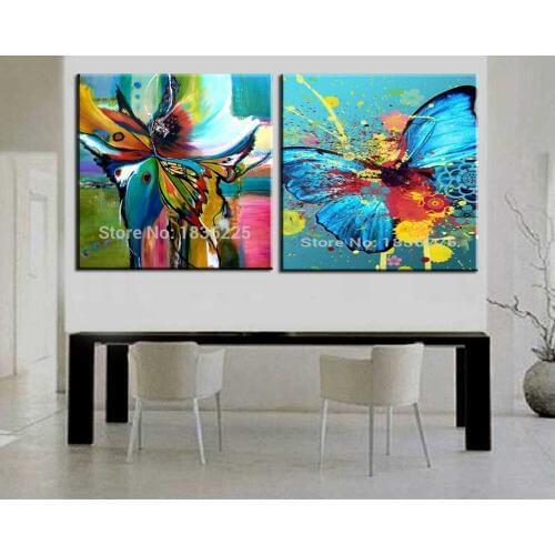 Free Shipping Art Cheap Abstract Butterfly Wall Painting Home Decorative Modern Picture on Canvas Handmade Landscape Paintings