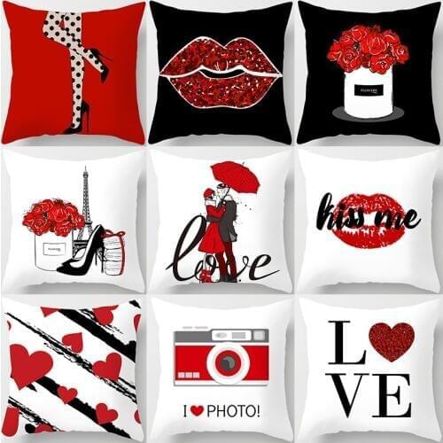 Valentines Day Present Heart Pillow Case 45*45 Cushion Cover Dekorative Zierkissen Polyester Letters Gift Home Sofa Decor 40904