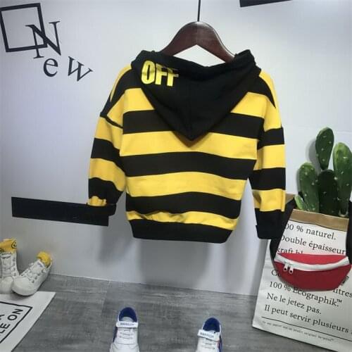 Kids Yellow stripes Hooded For Boys Girls Autumn Spring Sweatshirts Long Sleeve Hooded Kids Pullover T Shirt Sportswear 2-7 y