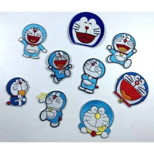 Children Favorite Cartoon Anime Funny Doraemon Sticker DIY Sew Iron Patches for Girls Boys Clothes Bag Schoolbag Cap