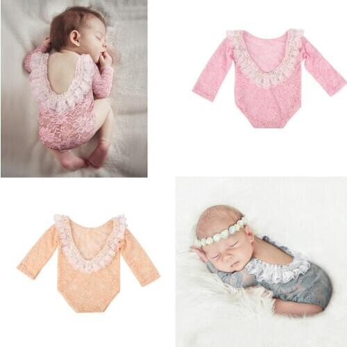 Newborn Baby Photography Props Baby Outfit Lace Baby Photography Girl Romper Jumpsuit Photo Shoot Costume Clothing
