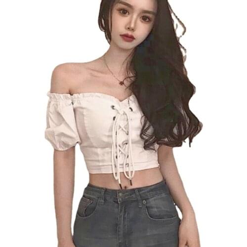 2021 Elegant Women Off Shoulder Sexy Blouse Fashion Solid Color Pleated Sexy Shirt New Office Street Tops and Blouses