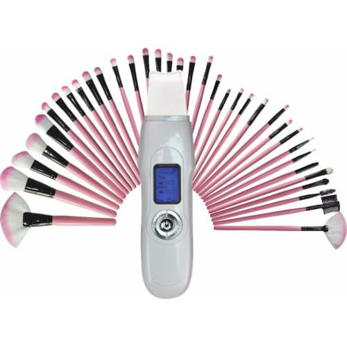 Hot Sale EMS Sonic Professional Facial Massage Cleaner Exfoliator Peeling Remove Ance Wrinkle Pore+Charming Pink Comestic Brush