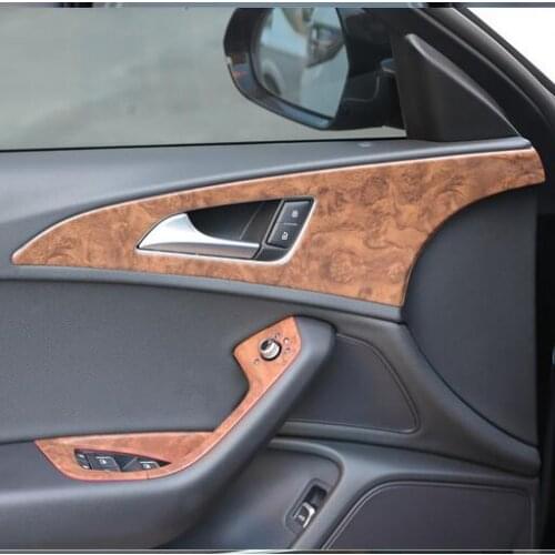 Imitation Peach Wood Door Handle Window Glasses Switch Gear Cup Decorated Frame For Audi A6L 2012 13 14 15 16 17 18 CAA228B